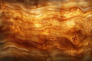 Fototapeta premium glowing amber wood grain with flowing wavy rings and organic knots, polished warm soothing texture