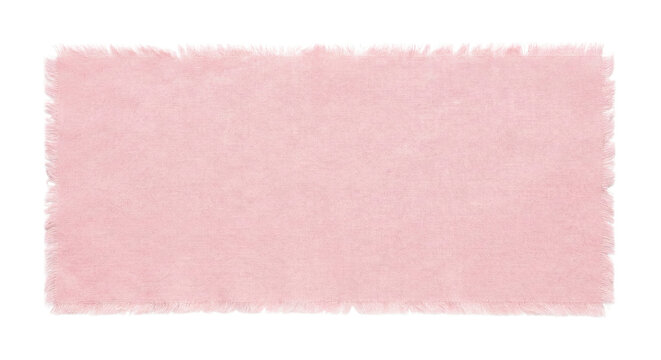 Rectangular pink fleece fabric scrap on transparent background