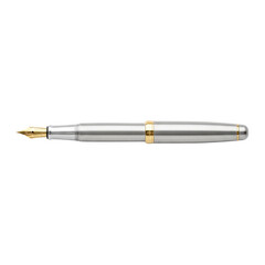 Naklejka premium Silver and gold executive fountain pen on transparent background