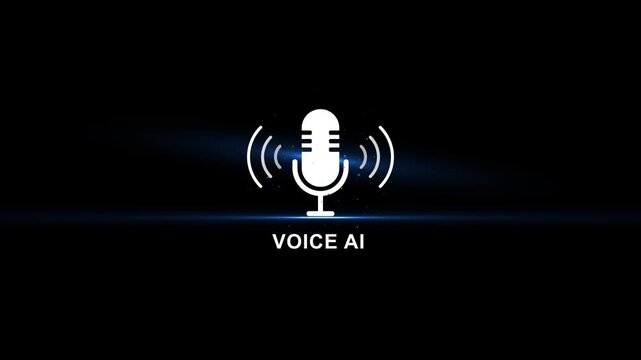 Voice a i microphone with sound waves on black background technology and artificial intelligence concept