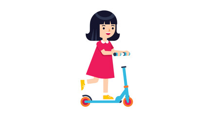 Vector illustration of a girl riding a scooter