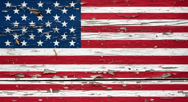 A vintage and weathered american flag with a rustic and patriotic appearance