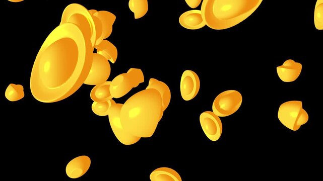 Chinese gold ingot yuan bao. Wealth, prosperity, fortune lucky success. Traditional Chinese New Year culture. 3d render animation available in FullHD and 4K video