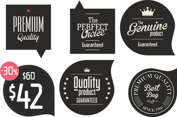Obraz premium Collection of black and white premium quality labels