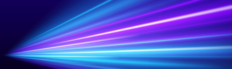 A smooth multicolor speed trail flows rapidly, leaving radiant glowing paths and subtle spark highlights. vector © Romstock