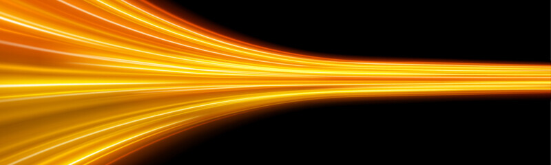 Rainbow-colored motion streak curves smoothly, forming a radiant luminous trail perfect for futuristic designs. vector © Romstock