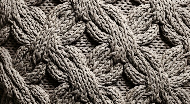 Intricate black and white knitted pattern showcasing complex interwoven textures