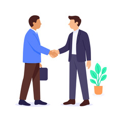 Fototapeta premium Closing Deal Handshake, Confirming property transaction with handshake agreement, Flat vector character illustration