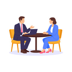 Negotiating Deal, Discussing terms to finalize property agreement, Flat vector character illustration