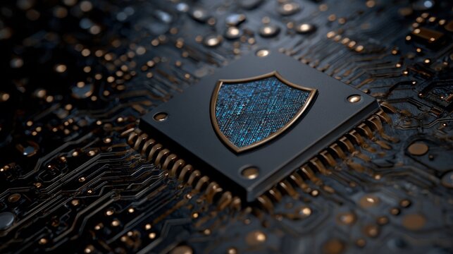 Close up of a central processing unit on a dark background