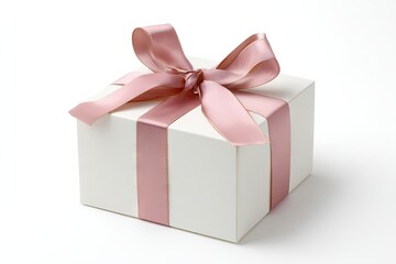 Obraz premium Cream gift box, pink ribbon bow