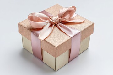 Obraz premium Square gift box with pink ribbon