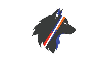Wolf head with dutch flag colors in a striking silhouette © MDTAHIDURRAHMAN