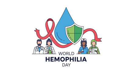 World Hemophilia Day Awareness - Medical Team and Blood Drop