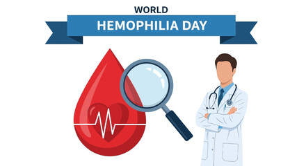 World Hemophilia Day Awareness Concept with Doctor and Blood Drop Icon