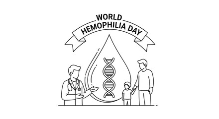 World Hemophilia Day Awareness: DNA, Doctor, Family, Blood Drop