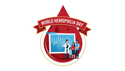 World Hemophilia Day Awareness: Doctor, Family, Blood Drop, Medical Heartbeat