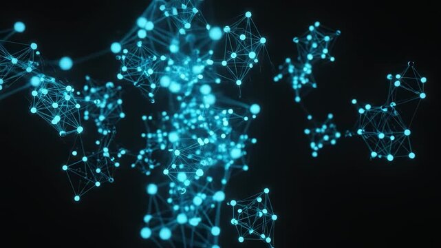 Cyan Nexus Glowing nodes form a complex with interconnected network.