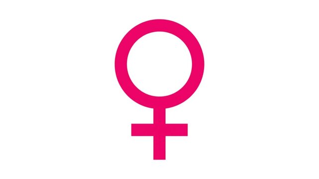 Female symbol icon in and out animation pink 4K stock video.mp4
