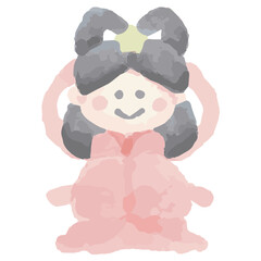 幼稚園・保育園向け 7月のやさしい水彩挿絵イラストシリーズ｜織姫 Watercolor Orihime Illustration for July Preschool Newsletter