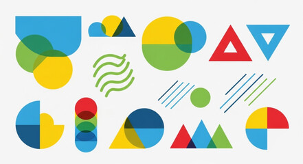 Colorful geometric shapes and forms create a vibrant abstract composition for design.