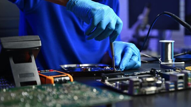 Showcasing expert computer hardware assembly and hard drive installation with precision and advanced technology for IT and electronics enthusiasts.