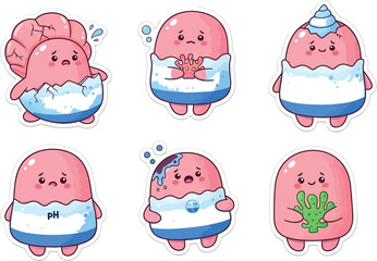 Fototapeta premium Adorable vector graphic illustration of cute pH balance and chemical characters