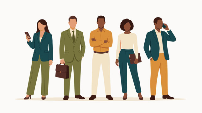 Diverse group of business professionals in modern flat design illustration