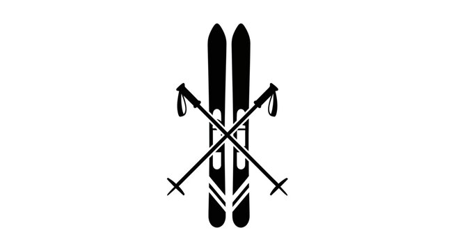 Crossed Skis and Poles Icon Vector Graphic.