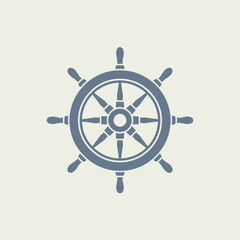 Obraz premium Nautical Ship Steering Wheel Icon, Maritime Navigation Symbol, Vintage Marine Helm