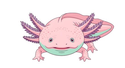 Fototapeta premium Cute Pink Axolotl Friend
