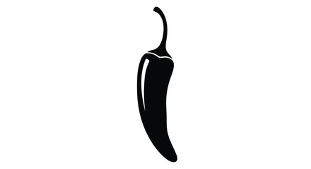 A striking black silhouette of a single chili pepper against a white background showcasing its unique form silhouette © Pvect02