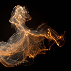 Fototapeta premium An abstract 3D image of smoke and waves on a dark background, using light brown and orange colors. Futuristic design, elegant curves, and motion blur. A stylish background for premium presentations.