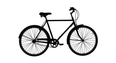 Fototapeta premium A striking black silhouette of a classic road bicycle with prominent wheels and handlebars silhouette high quality professional detailed