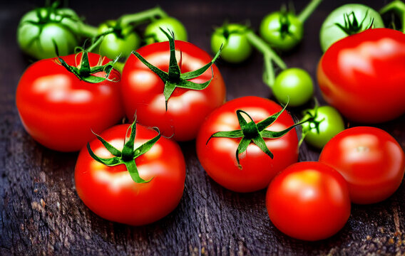 tomatoes on wooden table
