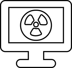 X ray machine medical equipment icon in black line style featuring radiology, scanner, imaging, diagnostic, hospital technology and healthcare synonym elements for clinic design