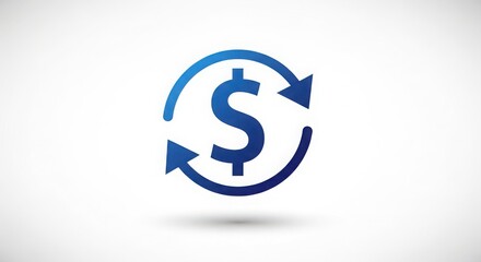 Obraz premium Dollar sign surrounded by circular arrows indicating financial transaction or money flow.