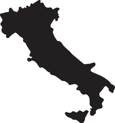 Black silhouette map of Italy simple vector graphic for travel and geography concepts isolated on white background
