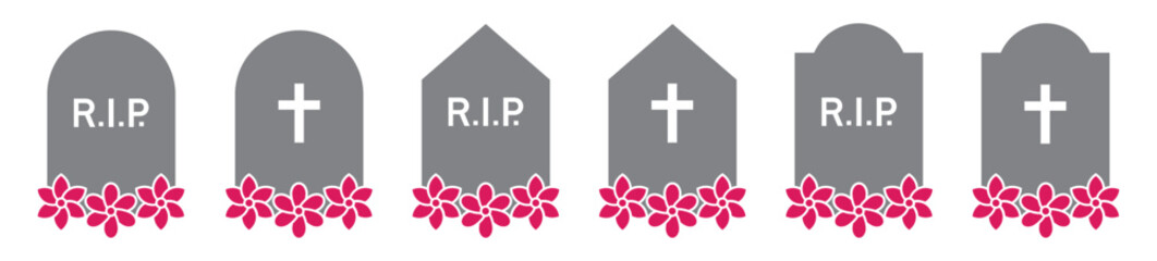 Gravestone icon. Tombstone icon. Headstone icon, vector illustration