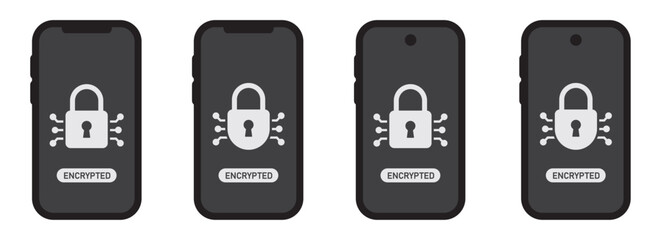 Encryption data on phone icon, vector illustration
