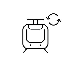 Tram schedule refresh. Transport update, route cycle. Pixel perfect, editable stroke vector icon