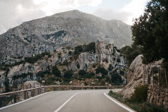 Curving mountain road in Serra de Tramuntana, Mallorca