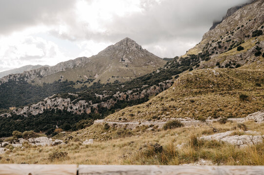 Mountain landscape along Sa Calobra road in Serra de Tramuntana
