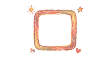 Fototapeta premium Colorful Crayon Frame Doodle with Sun and Heart. Vector Illustrations. EPS Editable