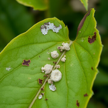 A leaf affected by the oidium fungus