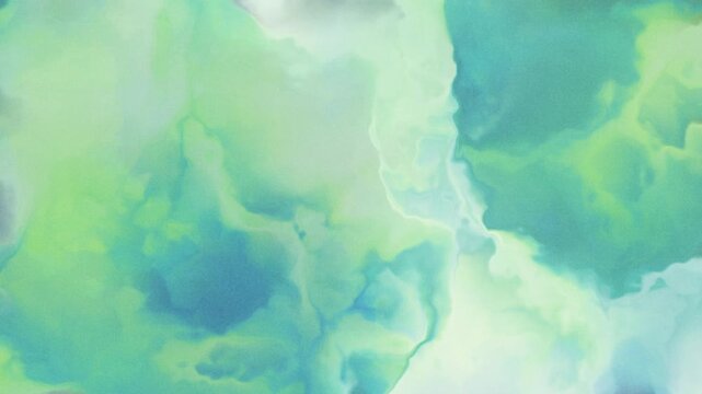 Green, blue watercolor grainy abstract background seamless loop. Digital animation.