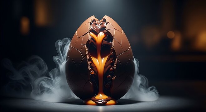 Mysterious Chocolate Egg Cracks Open Revealing Fiery Core.