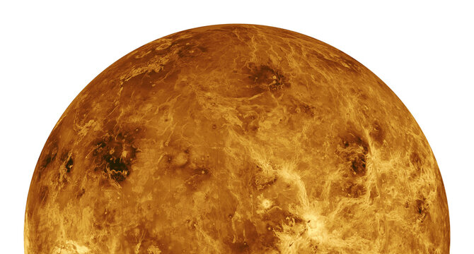 Venus planet surface view from space isolated on white background. Elements of this image furnished by NASA.