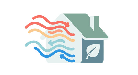 Fototapeta premium House with leaf and wavy lines.