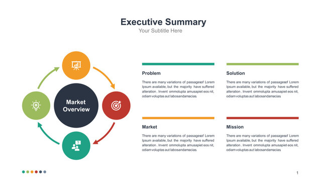 Executive Summary Presentation Slide with Market Overview Diagram